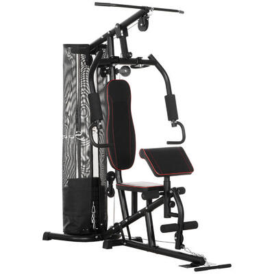 HOMCOM Palestra Multifunzione con Pesi da 45kg in Acciaio 170x104x205cm Nero