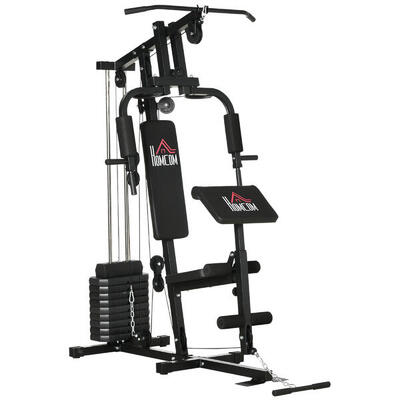 HOMCOM Power Tower Multifunzione con Pesi fino 45kg e Panca Imbottita