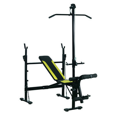 HOMCOM Panca Multifunzione Schienale a 3 Livelli Supporto per Gambe e Barra