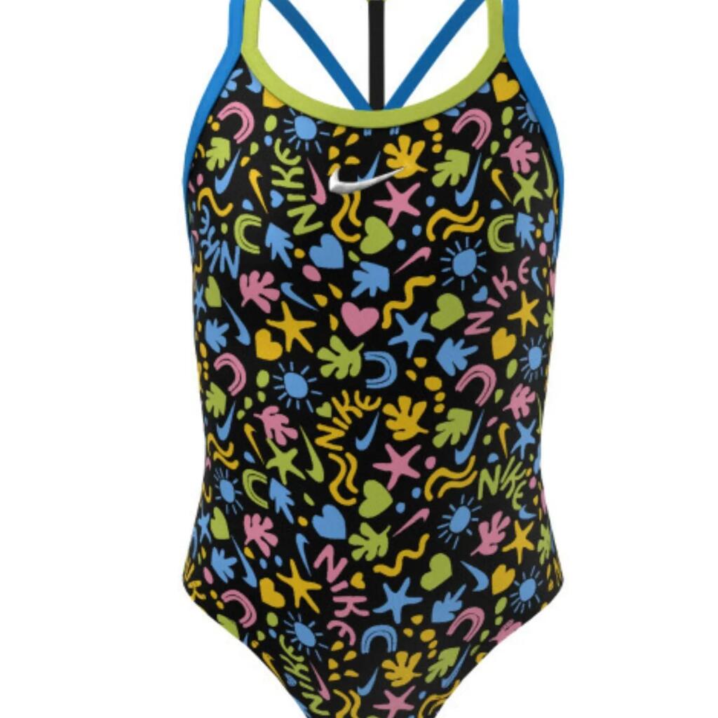 Nike Girls Fun Forest T-Crossback Swimsuit - Black