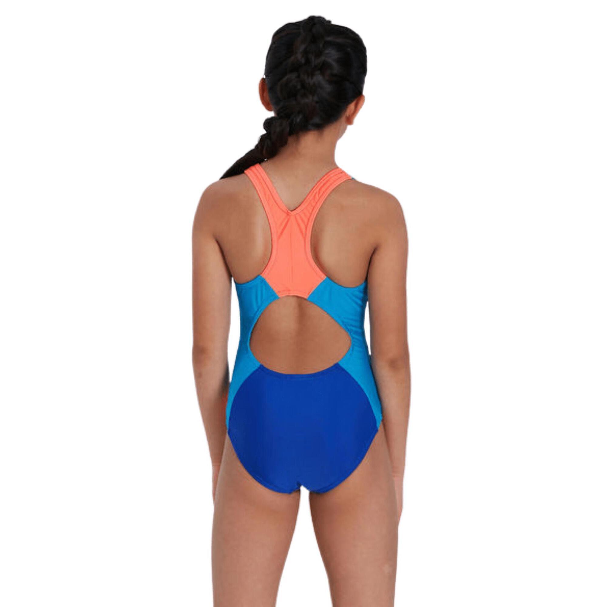 Speedo Girls Colourblock Spiritback - Blue/Red 2/5