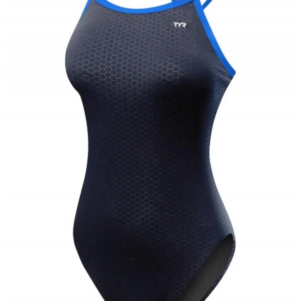 TYR Girls HEXA Durafast Elite Diamondfit Swimsuit - Black/Blue