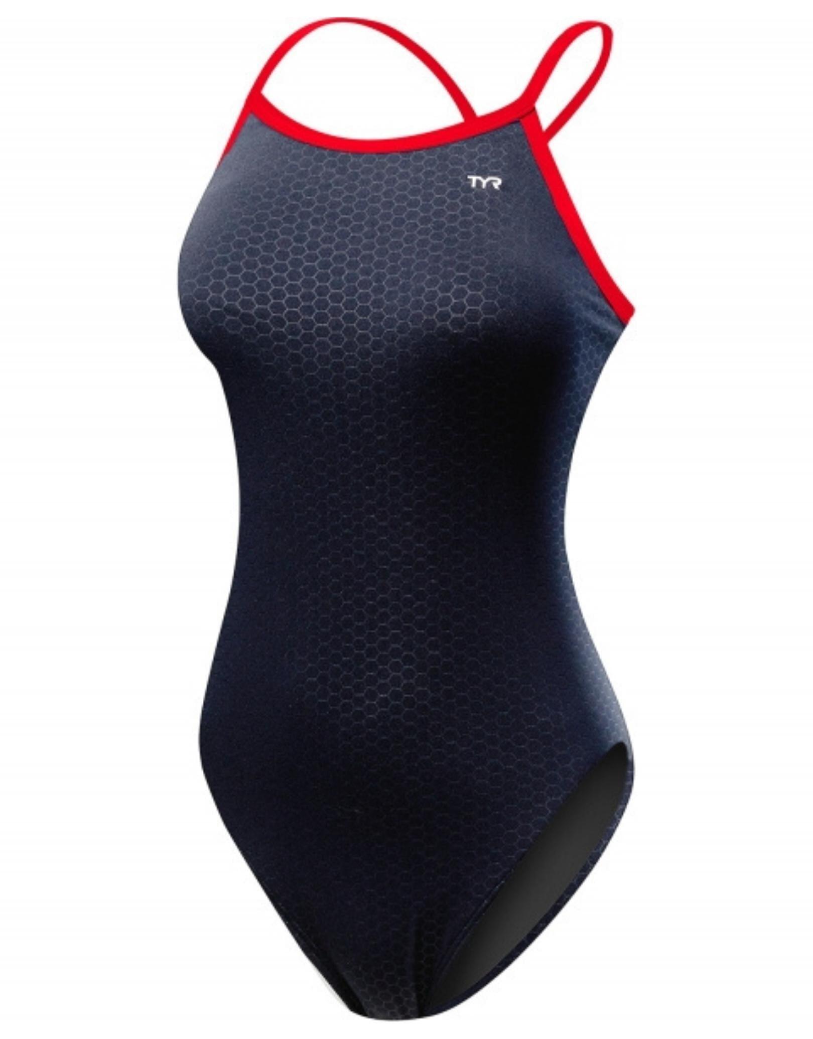 TYR TYR HEXA Durafast Elite Diamondfit Swimsuit - Navy/Red