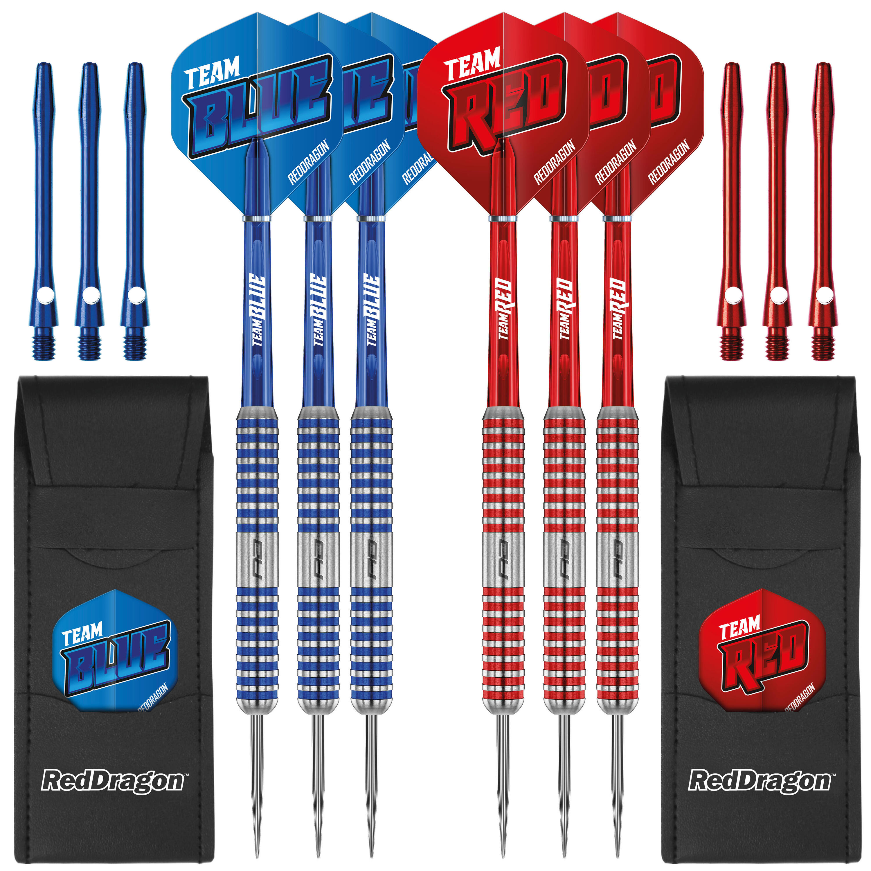 Team Red v Team Blue Tungsten Professional Darts Set with Flights & Shafts 5/6
