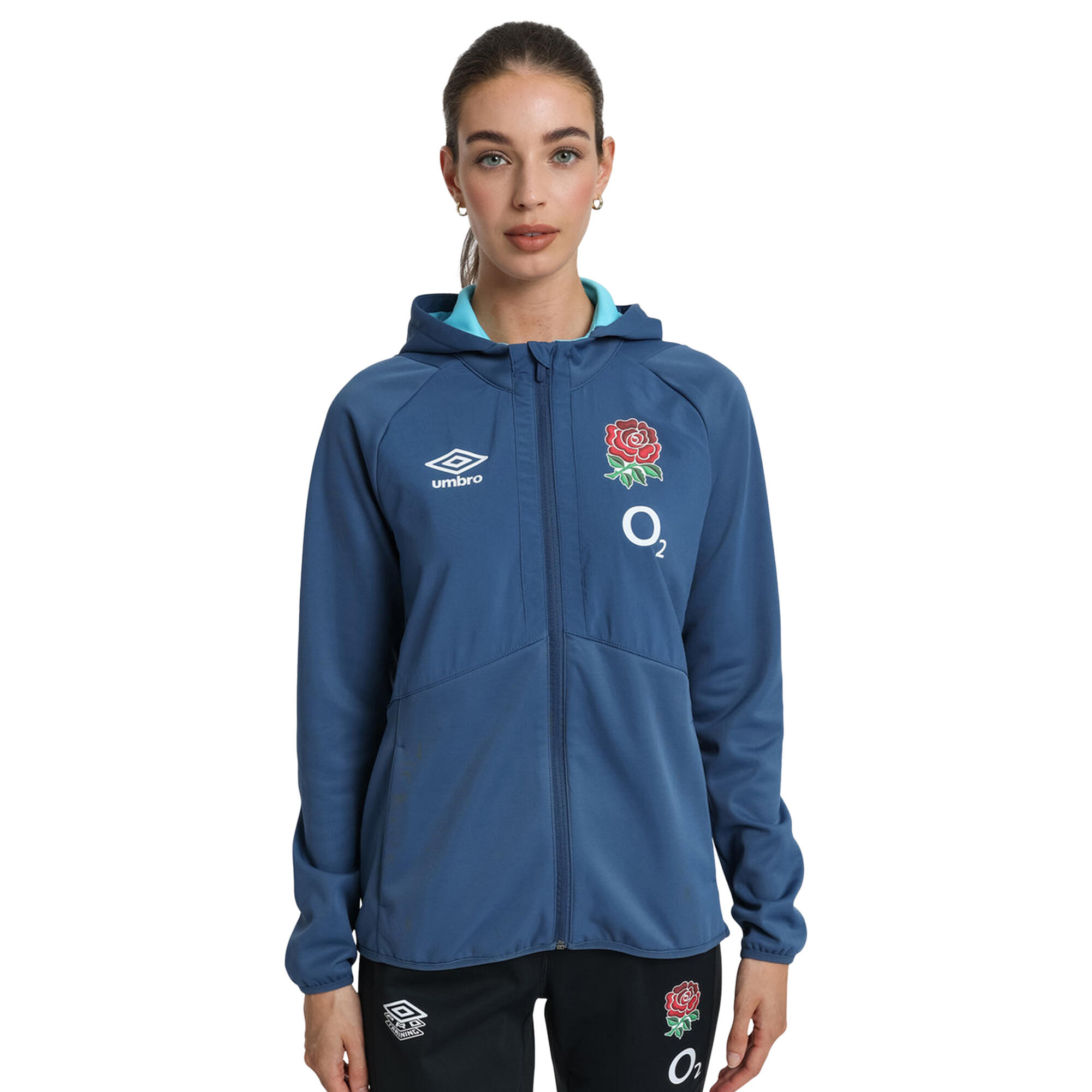 England Rugby Womens/Ladies 22/23 Full Zip Jacket (Ensign Blue/Bachelor Button) 3/4