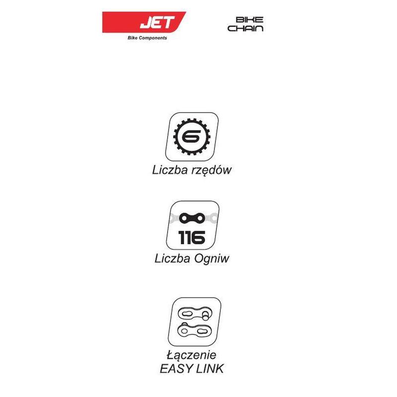 Łańcuch JET P33 6 rz.1/2x3/32 " 7.3mm 116 ogniw szaro-brązowy