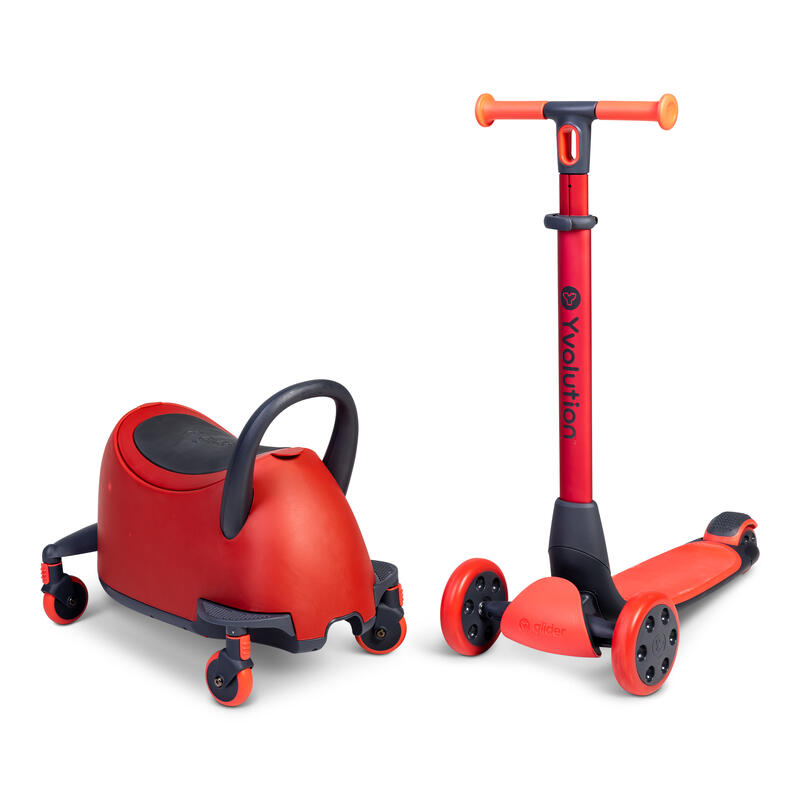 PATINETE Y CORREPASILLOS PARA NIÑOS 4 EN 1 YVOLUTION YGLIDER LUNA ROJO