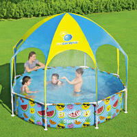 Piscine hors sol avec parasol et brumisateur intégré