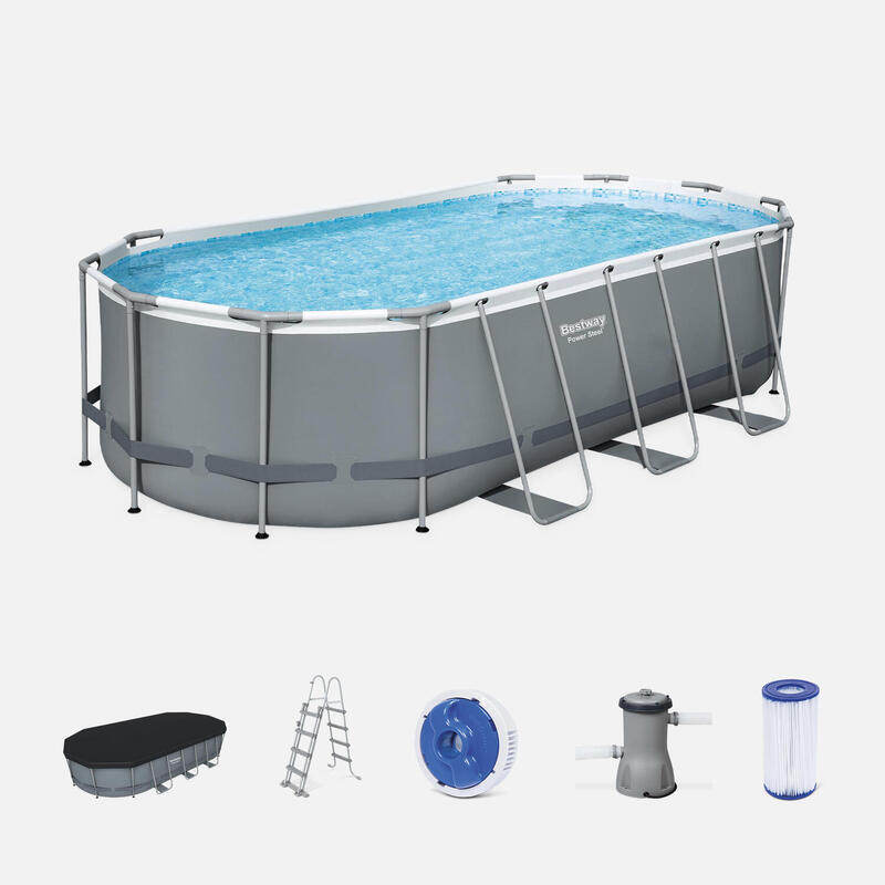 Piscine tubulaire  ovale 5x3m et accessoires  | sweeek