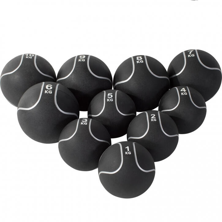 GORILLA SPORTS LOT 3 MEDECINE BALL  NOIR ET GRIS | MUSCULATION | 1KG, 2KG ET 3KG