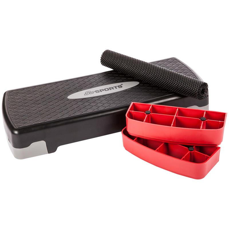 Stepper, reglabil pe inaltime, cu 2 trepte, 15cm, cu covoras ScSports