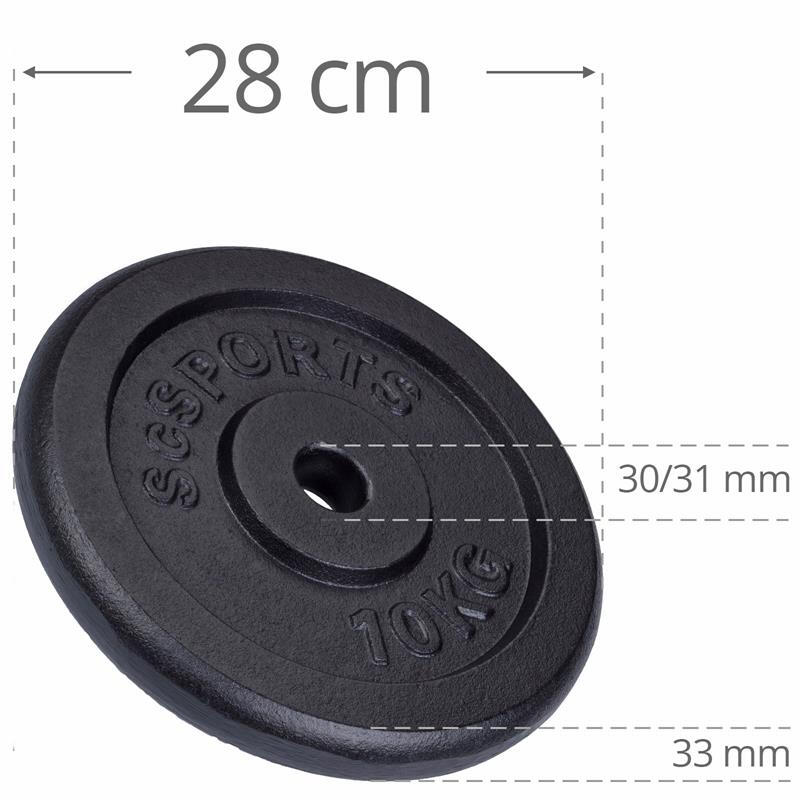 Set de placi de greutate 30 kg (2x 10 2x 5) 30 si 31 mm fonta negru