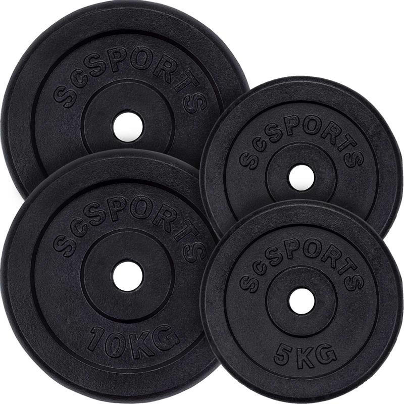 Set de placi de greutate 30 kg (2x 10 2x 5) 30 si 31 mm fonta negru