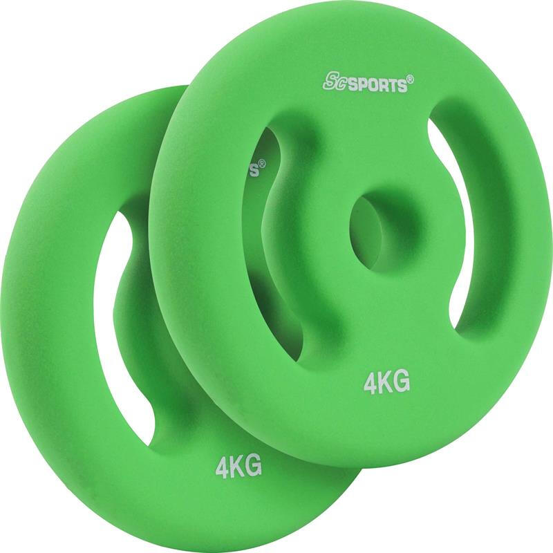Set placi de greutate din neopren 30 si 31mm fonta 2 x 4 KG verde
