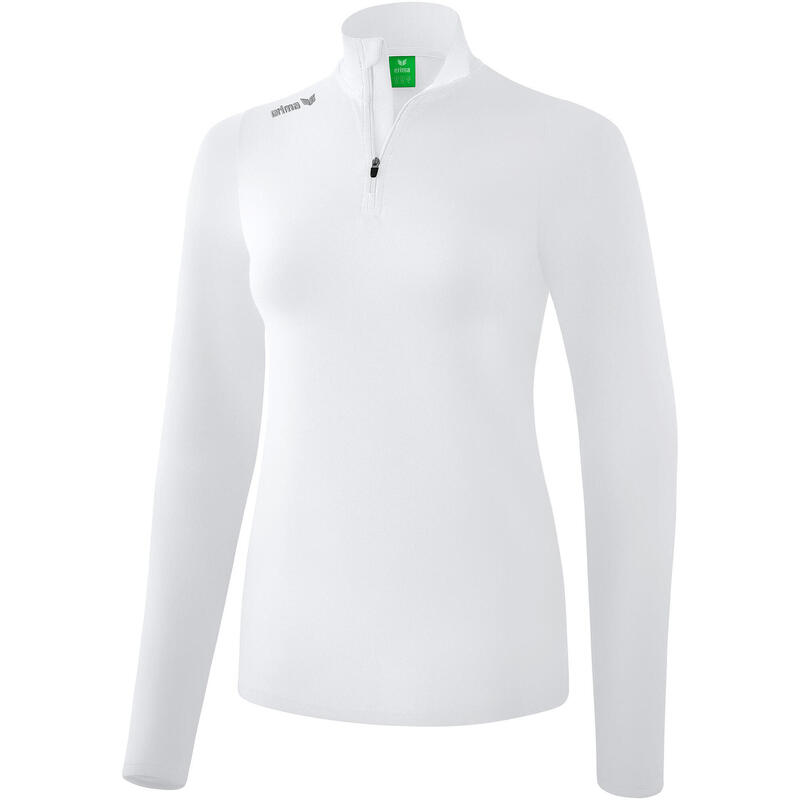Jumper Erima cu gât polo alb - lung, material elastic, confort superior.