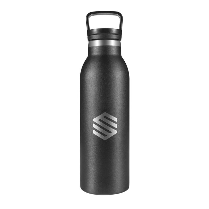 Herren und Damen Fitness Iso-Trinkflasche aus Edelstahl Waterfall SIROKO Schwarz