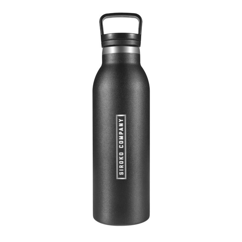 Herren und Damen Fitness Iso-Trinkflasche aus Edelstahl Waterfall SIROKO Schwarz