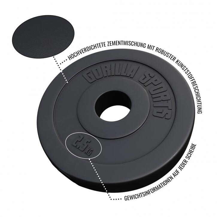 Disc olimpic umplut cu ciment  Ø 50/51mm de la 1,25 la 15 Kg