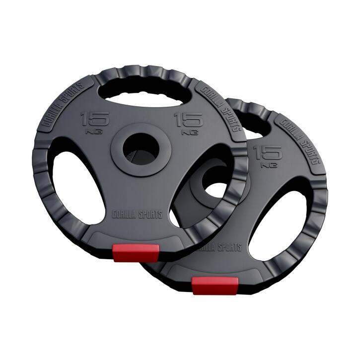 Gorilla Sports Halterschijven Set - 2 x 15 kg - Gripper Kunststof - 30 mm - 7/7