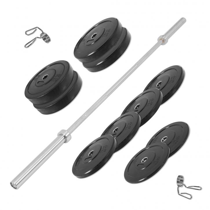 SET D'HALTERE OLYMPIQUE SEMI PRO AVEC POIDS BUMPER 140 KG | MUSCULATION 6/7