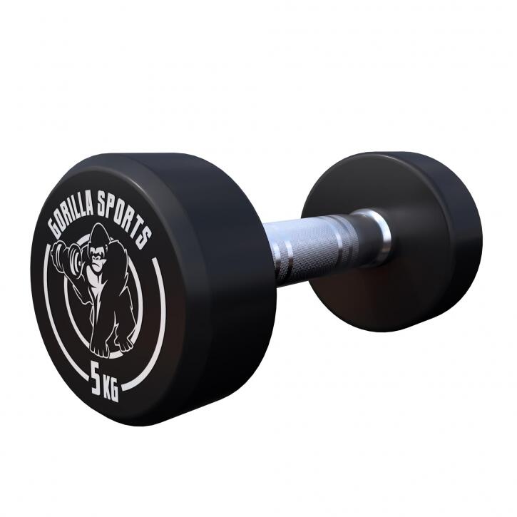 Gorilla Sports Dumbell - 5 kg - Gietijzer (rubber coating) - Met logo