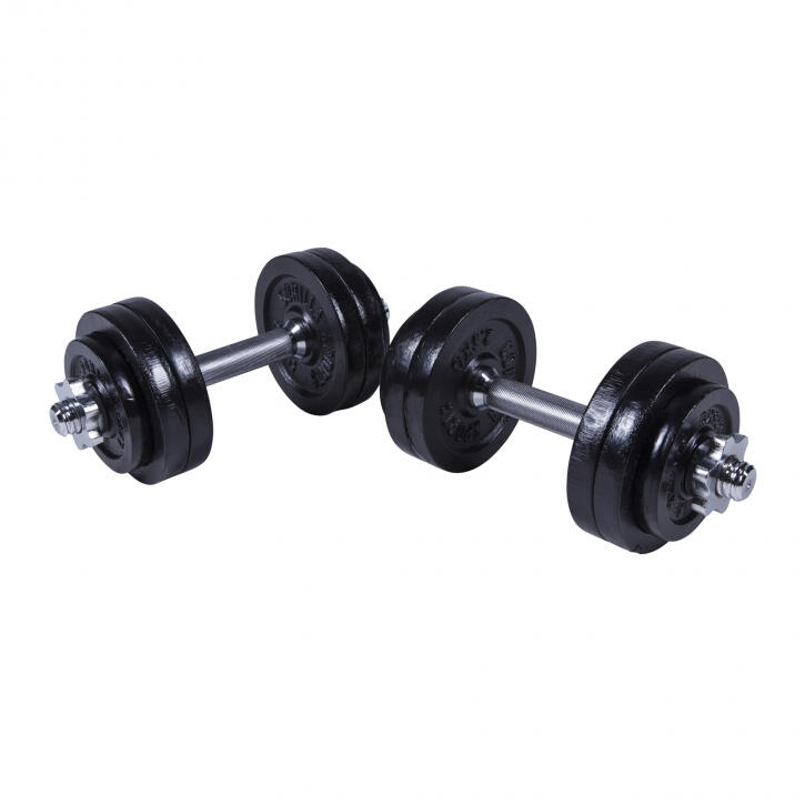 Set de 2 gantere cu discuri din fonta Negre , 30 KG
