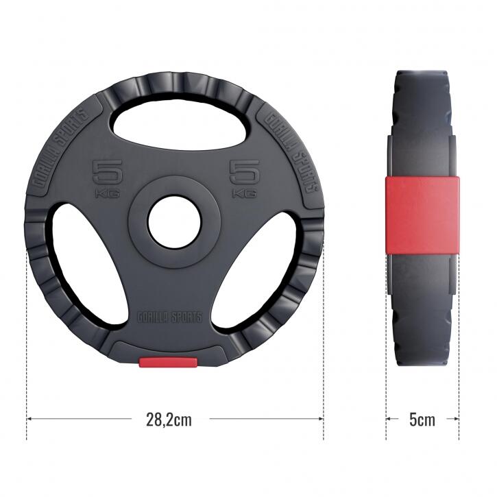 Dischi Gripper Gorilla Sports 1,25–15 kg Plastica con Maniglie 5/7