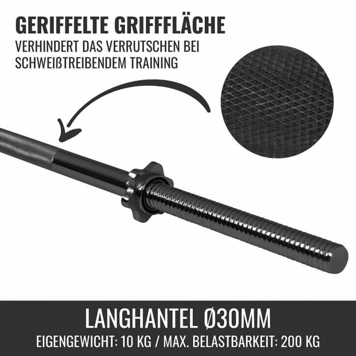 Halterstang - 170 cm - 30/31 mm - Schroefsluiting - Zwart