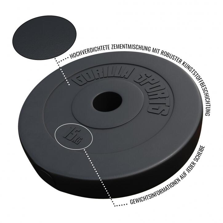 GORILLA SPORTS Hantelscheibe Olympia 50/51mm Kunststoff 1,25KG - 15KG