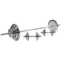 SET D'HALTÈRES CHROME 97,5KG | BARRES 170CM + 2 X 35CM| MUSCULATION