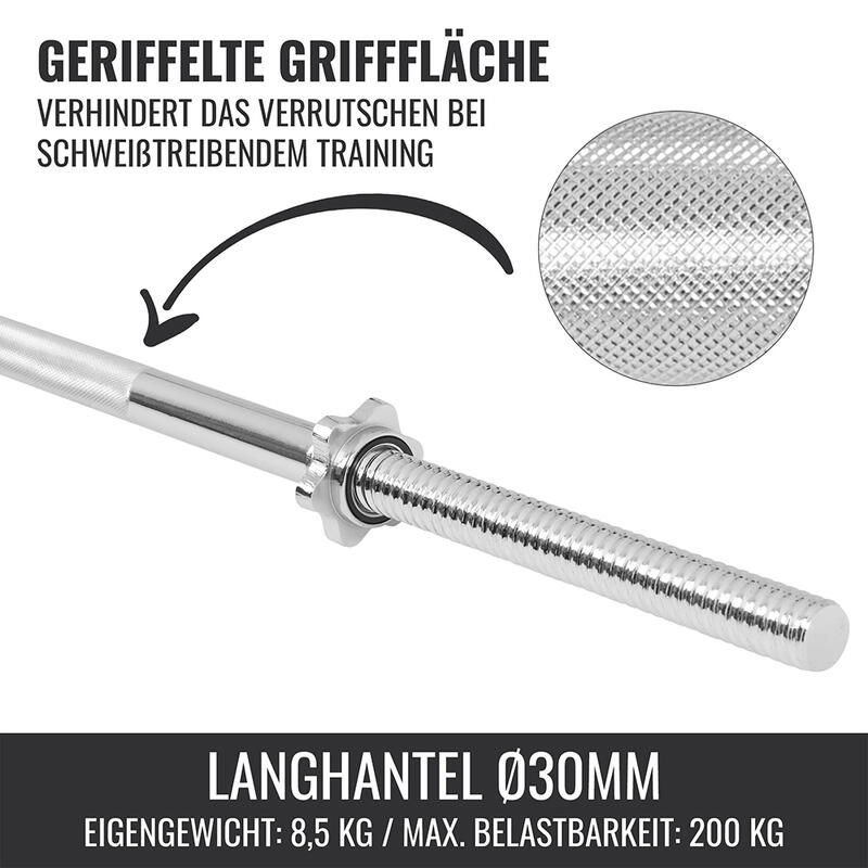Gorilla Sports Halterstang - Barbell - 150 cm - 30/31 mm - Incl. Schroefsluiting