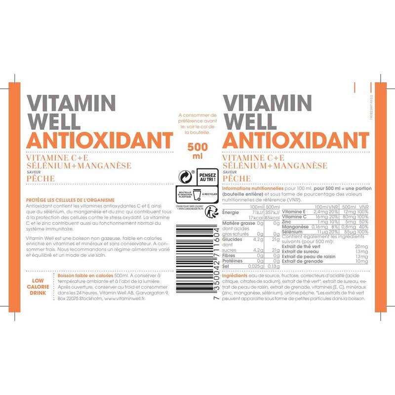 VITAMIN WELL ANTIOXYDANT (500 ml) Boisson énergétique - Vitamine C & E