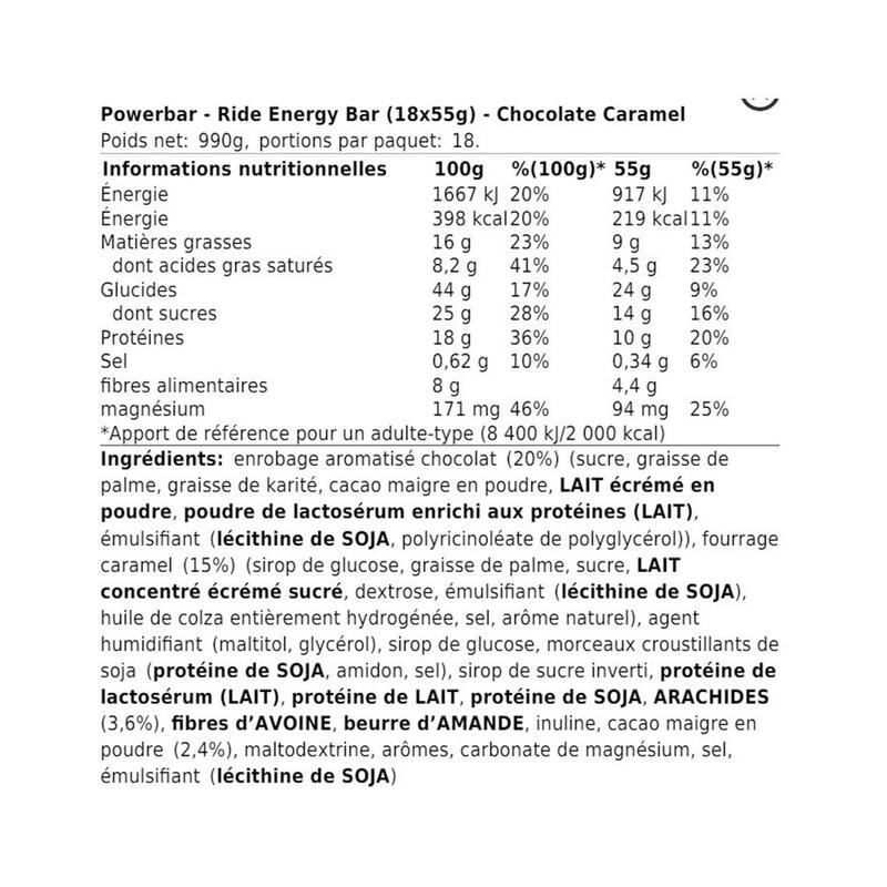 Ride Energy Bar - Chocolate Caramel 990 gram (18 repen)