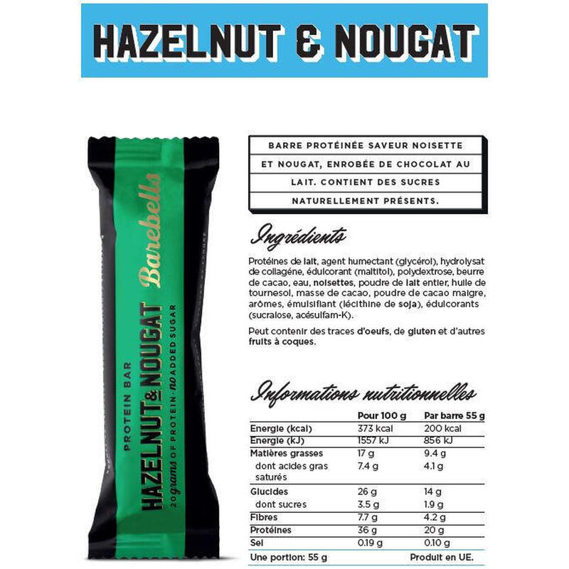 Boîte Barebells barre protéinée (12X55g) | Hazelnut et Nougat