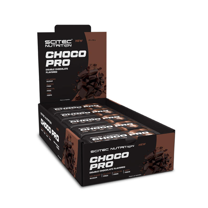 Boîte barres choco pro (20X50g) | Double Chocolat