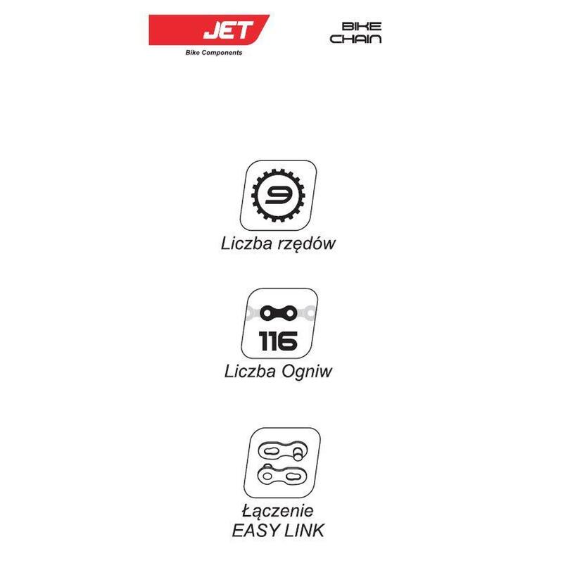 Łańcuch JET P9002 9 rz.1/2x11/128 " 116 ogniw srebrno-szary