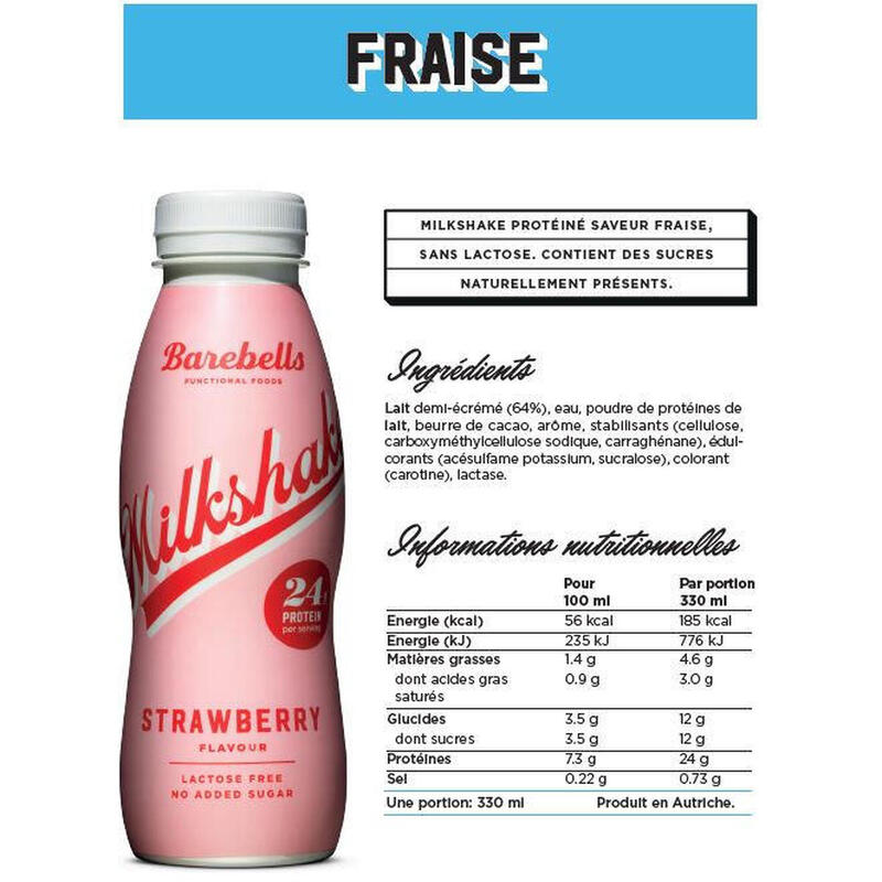 Barebells Milkshake (330 ml) - Fraise