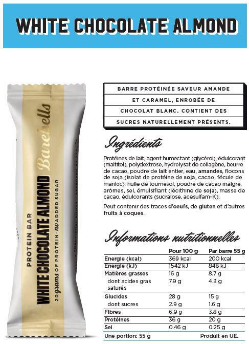 Barebells barre protéinée (55g) | White Chocolate Almond 2/3