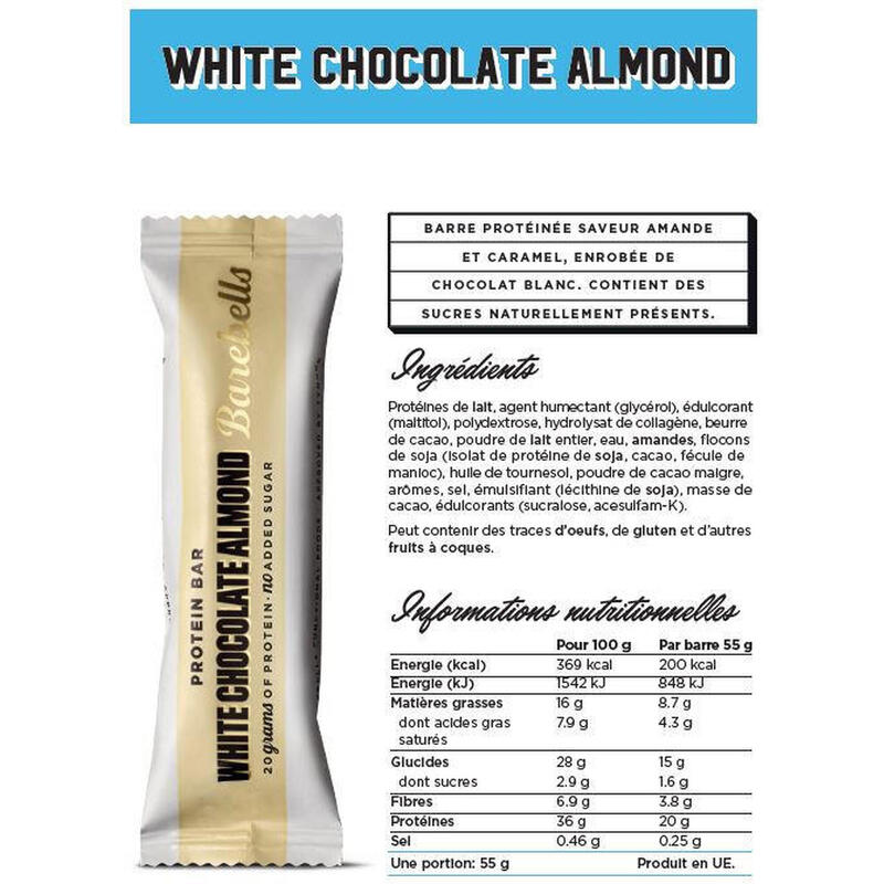 Boîte Barebells barre protéinée (12X55g) | White Chocolate Almond