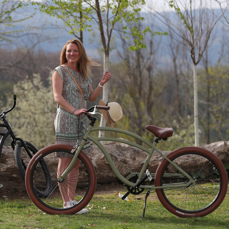 VÉLO BEACH CRUISER MONOVITESSE - DESIGN KAKI PNEUS BALLOON