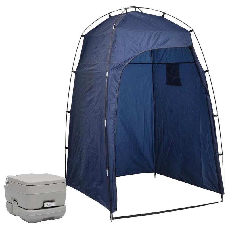 Tragbare Campingtoilette mit Zelt/Blau 10+10 L
