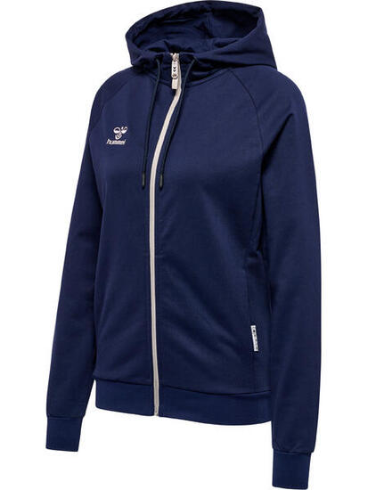 Sudadera con capucha y cremallera de algodón para mujer Hummel Move Grid