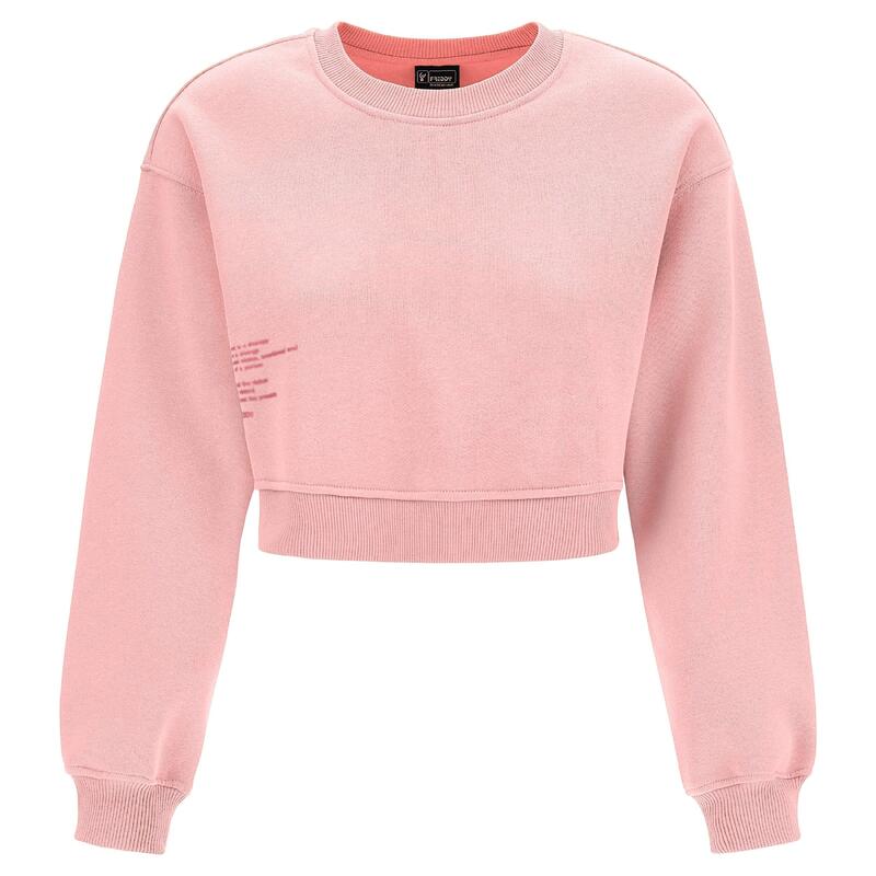 Felpa cropped a girocollo con lettering su un fianco