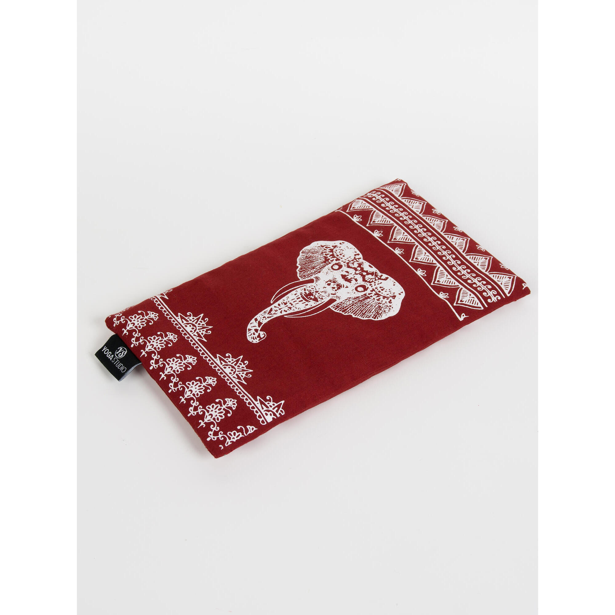 Yoga Studio Linseed Eye Pillow - Burgundy Aztec Elephant 1/2