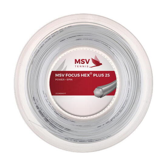 Naciąg do rakiety tenisowej MSV Focus Hex Plus 25 biały szpula 200 m. 1,3mm