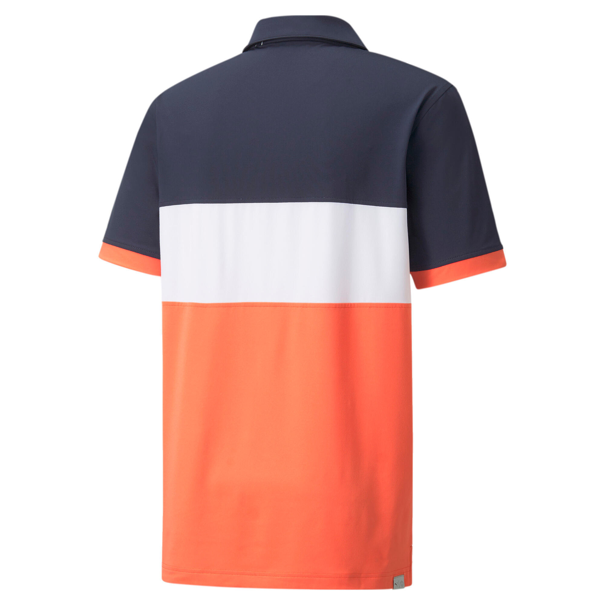 PUMA Mens CLOUDSPUN Highway Golf Polo Shirt - Navy Blazer-Hot Coral 2/4