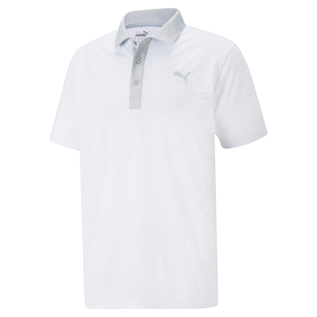 PUMA Mens Gamer Golf Polo Shirt - Bright White-High Rise