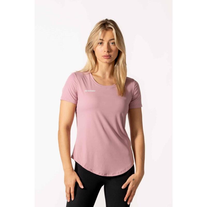 Weiches und Atmungsaktives Active T-Shirt Fitness Damen Rosa Lavendel