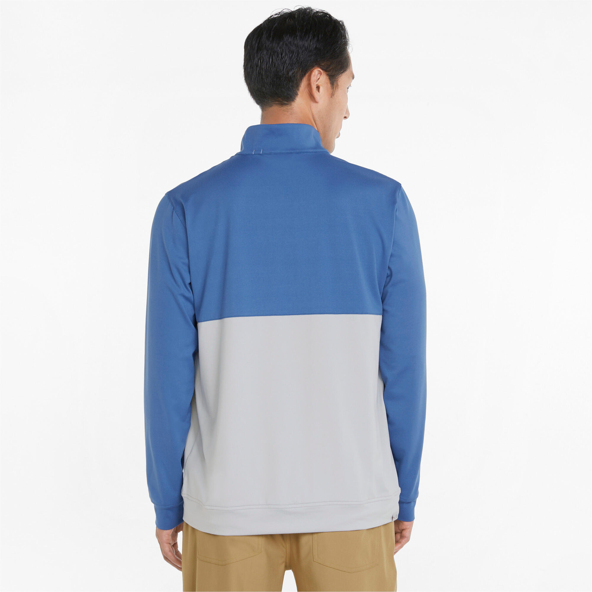 Mens Gamer Colourblock Quarter-Zip Golf Pullover Jumper Top - Blue 4/12