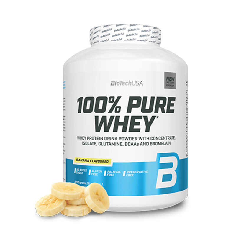 Protein-Topf 100 % reine Molke Biotech USA - Banane - 2,27kg Media 1